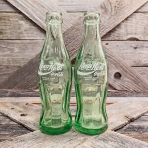 1980’s -1990’s Vintage Green Glass Coca-Cola Bottles From Soviet Union, Set of 2